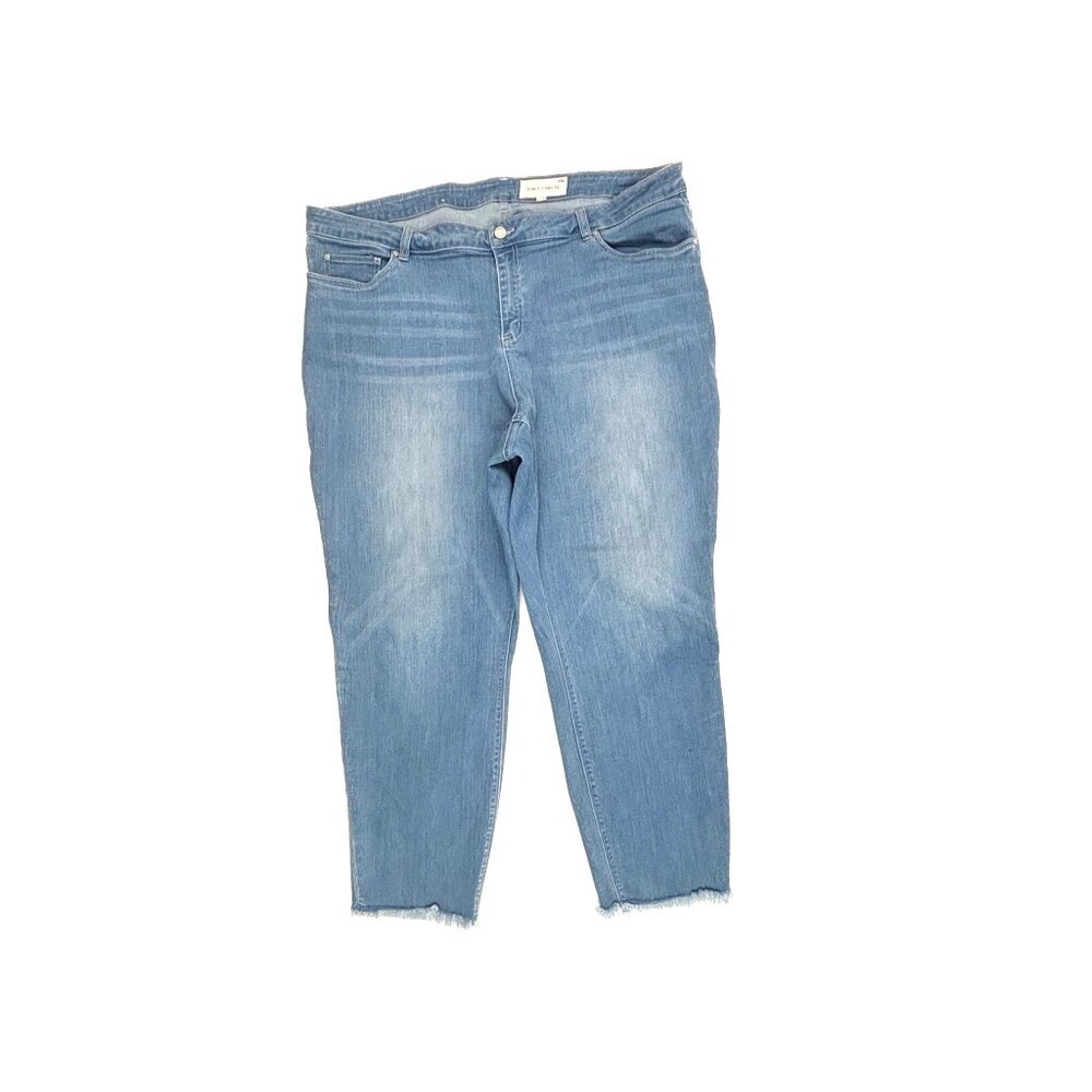 Vince Camuto Skinny Raw Hem Women's size 22W Medium Wash Blue Denim Jeans